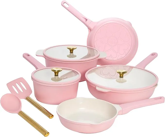 Paris Hilton 10-Piece Pink Ceramic Nonstick Cookware Set